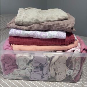 Crib sheets and swaddles bundle